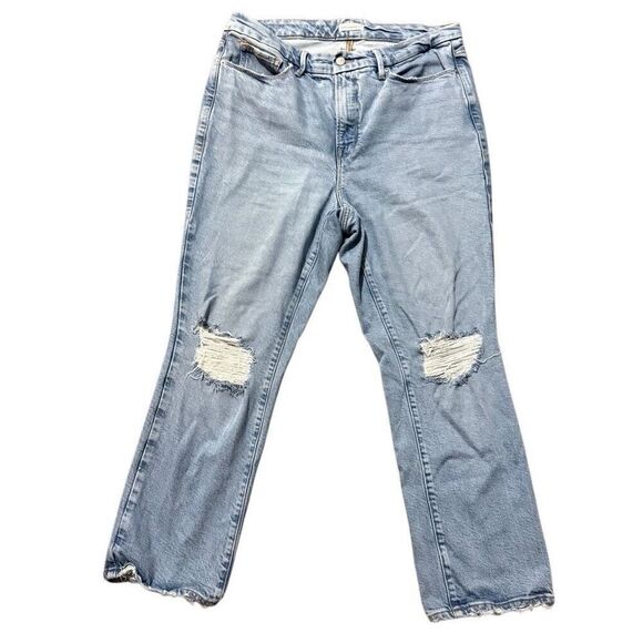 Good American Denim - Good American distressed straight leg jeans size 15